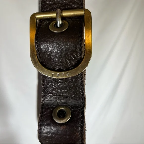 Rafe New York Distressed Pebbled Leather Studded Brown Crossbody Shoulder Bag - Picture 7 of 16